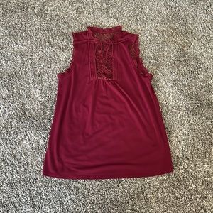 Express Sleeveless Lace Top | Burgundy | XS